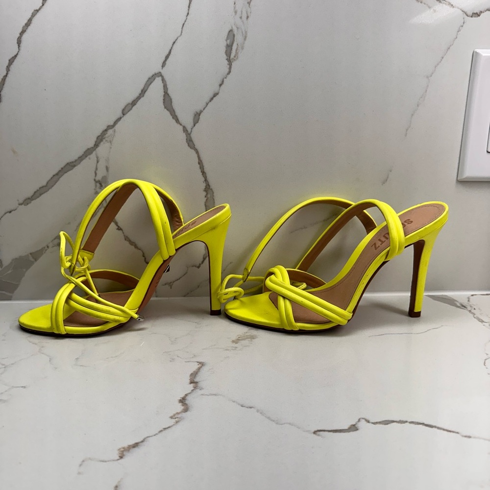 SCHUTZ Neon Yellow Ankle Strap Sandal | size: 7